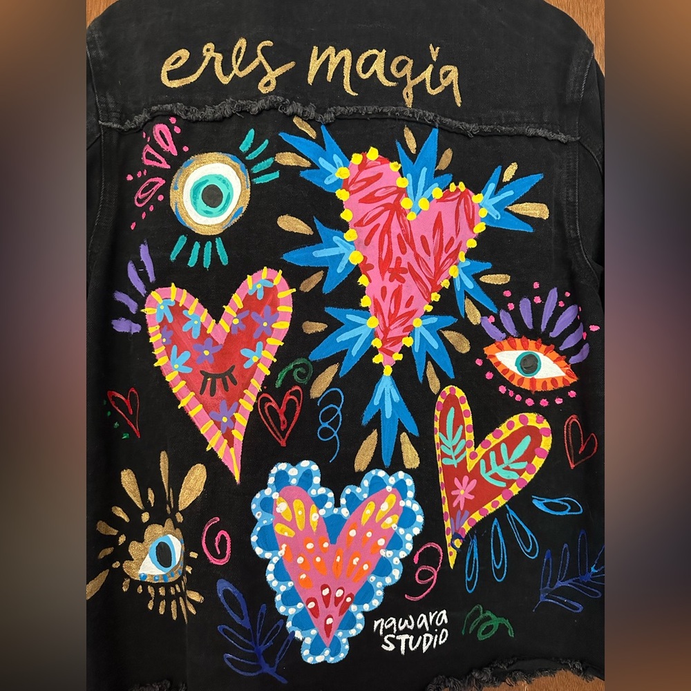 HAND PAINTED “You’re magic” Fringe Jean Jacket